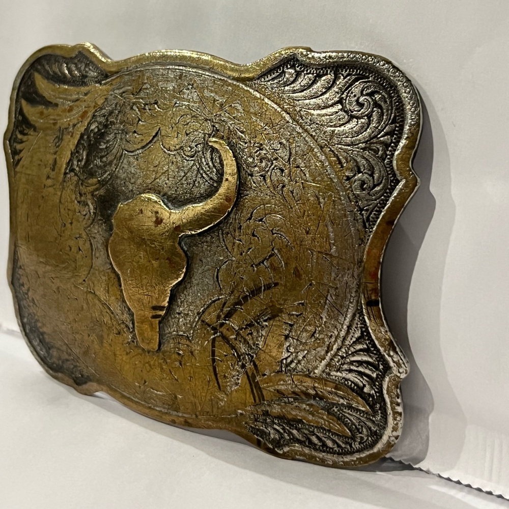 Vintage Montana Silversmiths Distressed Western Belt Buckle
